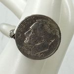 Vintage Wire Wrapped 1967 Roosevelt Dime Coin Ring Size 7 ✨ Silver Photo 2