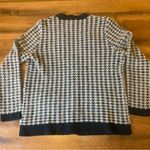 Tahari  black brown houndstooth v-neck button cardigan sweater.gold buttons. XL Photo 6