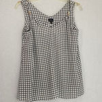 Worthington  Womens Medium Sleeveless Blouse White Green‎ Black Checkered Photo 0