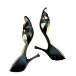 Manolo Blahnik Black Satin Heels Open Toe Sandals Evening Size 36.5 Photo 4