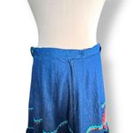 Vintage Handmade Southwest Denim Skirt Tiered Ruffle Hem Abstract Art Appliqué Blue Size L Photo 7