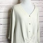 Urban Romantics  Lightweight Linen Button Front Twist Top Off White Size Large Photo 3