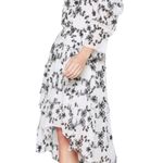 Joie  Alpheus White & Black Floral Eyelet Ruffled Silk Dress Size Small Photo 0