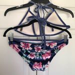 PINK - Victoria's Secret Victoria’s Secret PINK Navy Blue Floral Velvet Bikini Size M Photo 4