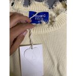Aelfric Eden  White Heart Embroidered Distressed Crew Neck Sweater M NWT Photo 2