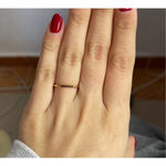 Boutique NEW‎ Dainty 14k Gold Plated Silvet Black Melee Ring Size 5.5 Photo 3