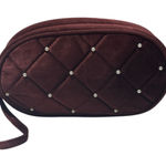 ELEGANT MINI PEARL EMBOSSED WRISTLET CLUTCH Brown Photo 0