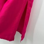 Saint Tropez West  maxi dress 12 linen blend cap sleeve ruched slit fuchsia NEW Photo 6