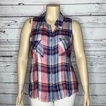 Rock & Republic NWT Size XXL Blue & Red Plaid Button Down Tank Top Photo 0