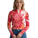 American Eagle  XS Crop Top Handmade Pink Tie Dye Long‎ Sleeve Mock Neck 1051 Photo 0