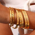 Boutique NEW Solid Unisex 18k Gold Filled Rainbow Star Cuff Adjustable Stacking Bracelet Photo 10