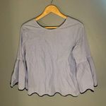 ZARA blue stripe scalloped hem bell sleeve top Photo 5