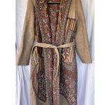 Vintage Backstreet Bohemian Patchwork Coat Wool Belted Southwest Tapestry Medium Brown Photo 0
