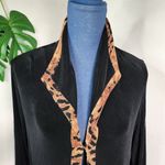 Alfred Dunner  Black with Animal Print Trim Stretchy Cardigan Photo 1