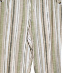 Mlle Gabrielle  Tan and Green Striped Cotton Wide Leg Pull-on Pants Size 3X Photo 0