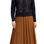 Suburbans Beaded Wool Blend Cardigan Sweater Navy Vintage Hong Kong Era Blue Size L Photo 0