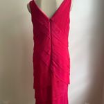 Tadashi Shoji  Pink Silk Dress Sleeveless Tiered Ruffle Cocktail Midi Size 12 Photo 4