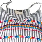 THML Savanna Jane Gray Striped Top with Multicolor Embroidered Geometric Accents Photo 2