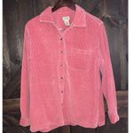 L.L. Bean medium Vintage 90s Pink Fuchsia Corduroy Button Up Shirt Jacket Shacke Size 8 Photo 0