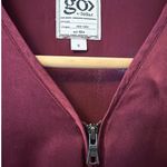 GO BY GO SILK ICONIC GO ZIPPY REDUX Blouse Womens Small Burgundy Red Zip Shirt Photo 4