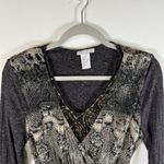Alberto Makali Alberto Makali Animal Print Embellished Cardigan Large Gray Beaded Sequin Photo 1