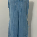 Raya Sun  Blue Palm Tree Embroidered Cotton Rayon Sheath Dress Sz 1X Photo 0