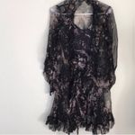 Zimmermann  Black and Cream Floral Long Sleeve Dress Photo 7