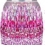 Sparkly Fringe Skirt Women Sequin Tassel Belly Dance Pink Size undefined Photo 0