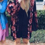 Free People Boho Black Pink Floral Tunic Dress Photo 2