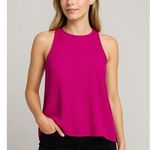 Violet+Claire Pink Pleated Sleeveless Blouse Women’s M High Neck Split Back Photo 0