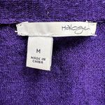 Halogen Cardigan Sweater Tight Knit 100% Merino Wool Womens Medium V-Neck Purple Photo 2