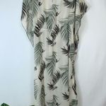 Kona Sol Gray & Black Palm Leaves Midi Kimono Swimsuit Cover Large Photo 4