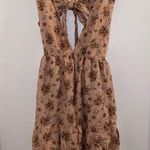 House of Harlow  Linen Floral Deep V-neck Bow Back Mini Dress small Pink Photo 0