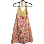 Lilly Pulitzer  Pink Yellow Floral Halter Dress Backless V Neck Size 4 Photo 2
