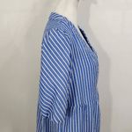 Sandra Darren  Blue Stripe Tiered Dress Size 6 Preppy Puffy Sleeve Striped Dress Photo 3