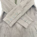 Magaschoni Womens 6 Linen Blazer Jacket One Button Pinstripe Career Brown White Photo 4