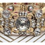 Ann Taylor  Gold Tone Chunky Statement Crystal Stretch Bracelet Formal Wide Photo 1