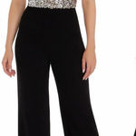 Dress the Population NEW Fernanda Sequin Top Black and sliver Jumpsuit SZ S Photo 0