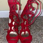 breckelle's Womens Like New Breckelle Red Suede Galdiator Lace Up Stileto High Heels Photo 0