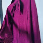 Keepsake Dark Red Knit Long Sleeves High Neckline Key Hole Front Top Size XS Photo 10