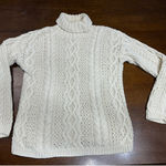 Yorkshire Knitting Co Cable Knit Fisherman Sweater Cream Women M Turtle Neck Size M Photo 0