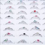 Woman Wholesale Lots 30pcs Rhinestone Assorted Silver Plated Ring Photo 1