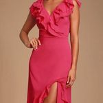 Lulus Love From Above Pink Ruffled Surplice Maxi Dress. Photo 0