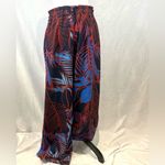 ECI Beige by  high waisted paper bag wide leg tropical print pants size large Photo 2