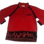 Tony Lambert Sweater Womens Small Red Black Embroidered Wool Angora Silk Holiday Photo 0
