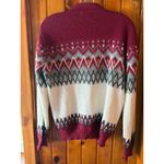 Vintage Women's Burgundy Fair Isle Cardigan Sweater Geometric Brent Red Size M Photo 1