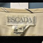 Escada Ivory Black Striped Blouse Silk Georgette Ruffle Long Sleeve Size 42 12 Tan Photo 2