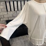 Spanx  PERFECT LENGTH TOP Powder White Sweatshirt Raw Hem Large Jersey Knit Photo 3