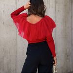 VICI  | Picture Perfect Glam Ribbed Knit Tulle Ruffle Top Photo 2
