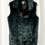 Alberto Makali Vest size S Faux Fur Knit Blue-Green Black Tiger Stripe Luxe Y2K Photo 3